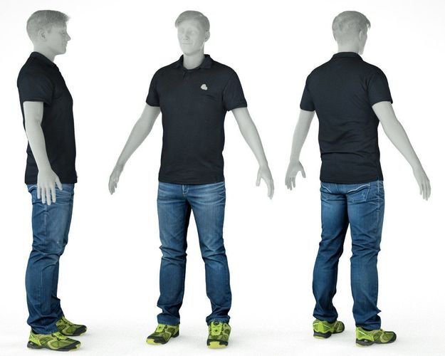 Male Casual Outfit 56 Shirt Trousers Shoes Low-poly 3D model