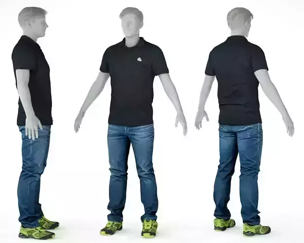 Male Casual Outfit 56 Shirt Trousers Shoes Low-poly 3D model