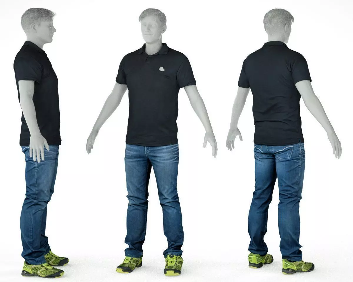 Male Casual Outfit 56 Shirt Trousers Shoes Low-poly 3D model