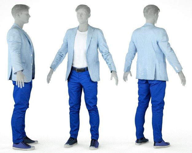 Male Casual Outfit 59 Jacket Shirt Trousers Shoes Low-poly 3D model