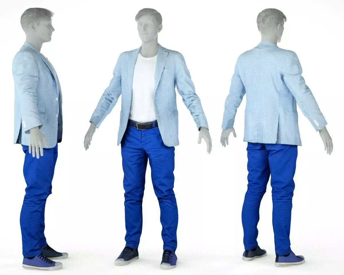 Male Casual Outfit 59 Jacket Shirt Trousers Shoes Low-poly 3D model