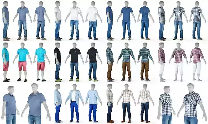 10 Casual Male Outfits V6 3D Model Collection