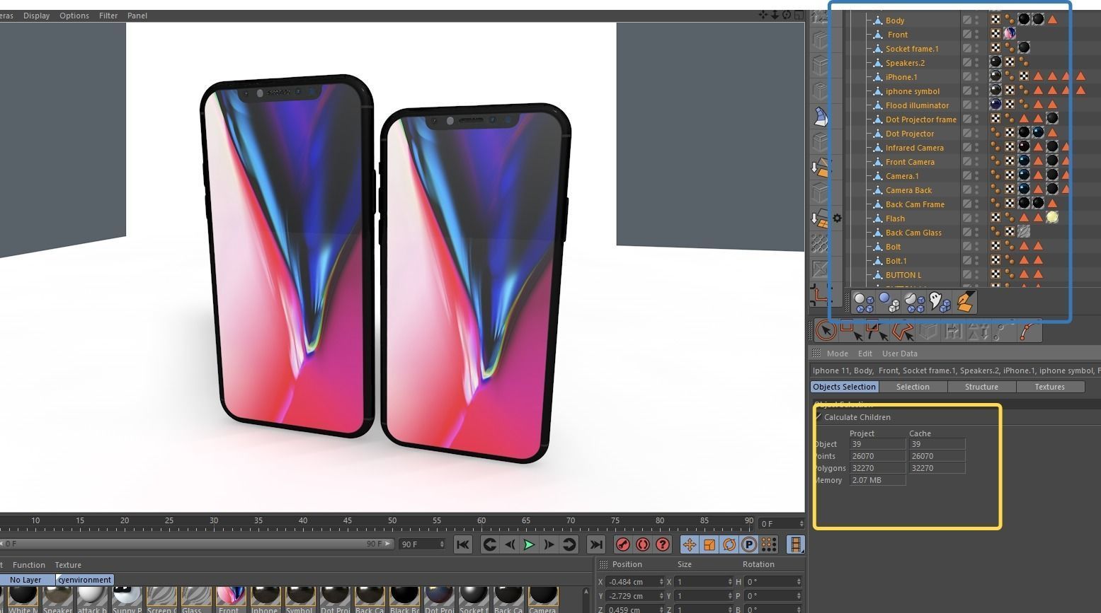 Iphone 11 and 11 plus Model Low-poly 3D model_17