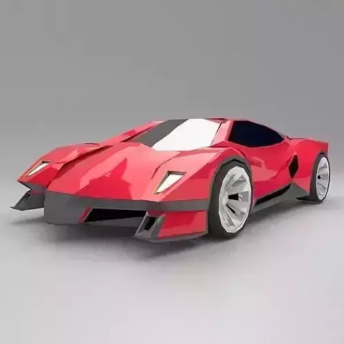 Lowpoly futuristic sportscar concept Low-poly 3D model