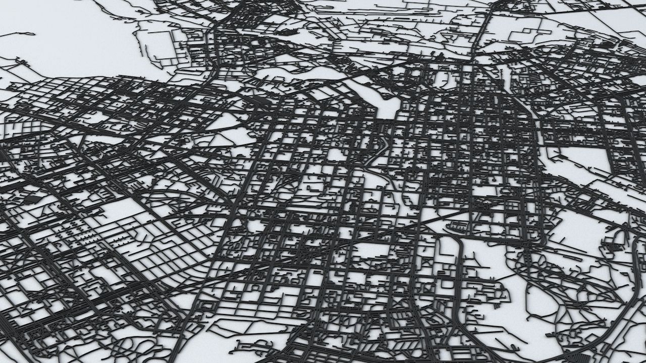 Yekaterinburg Road Network and Streets 3D model_3