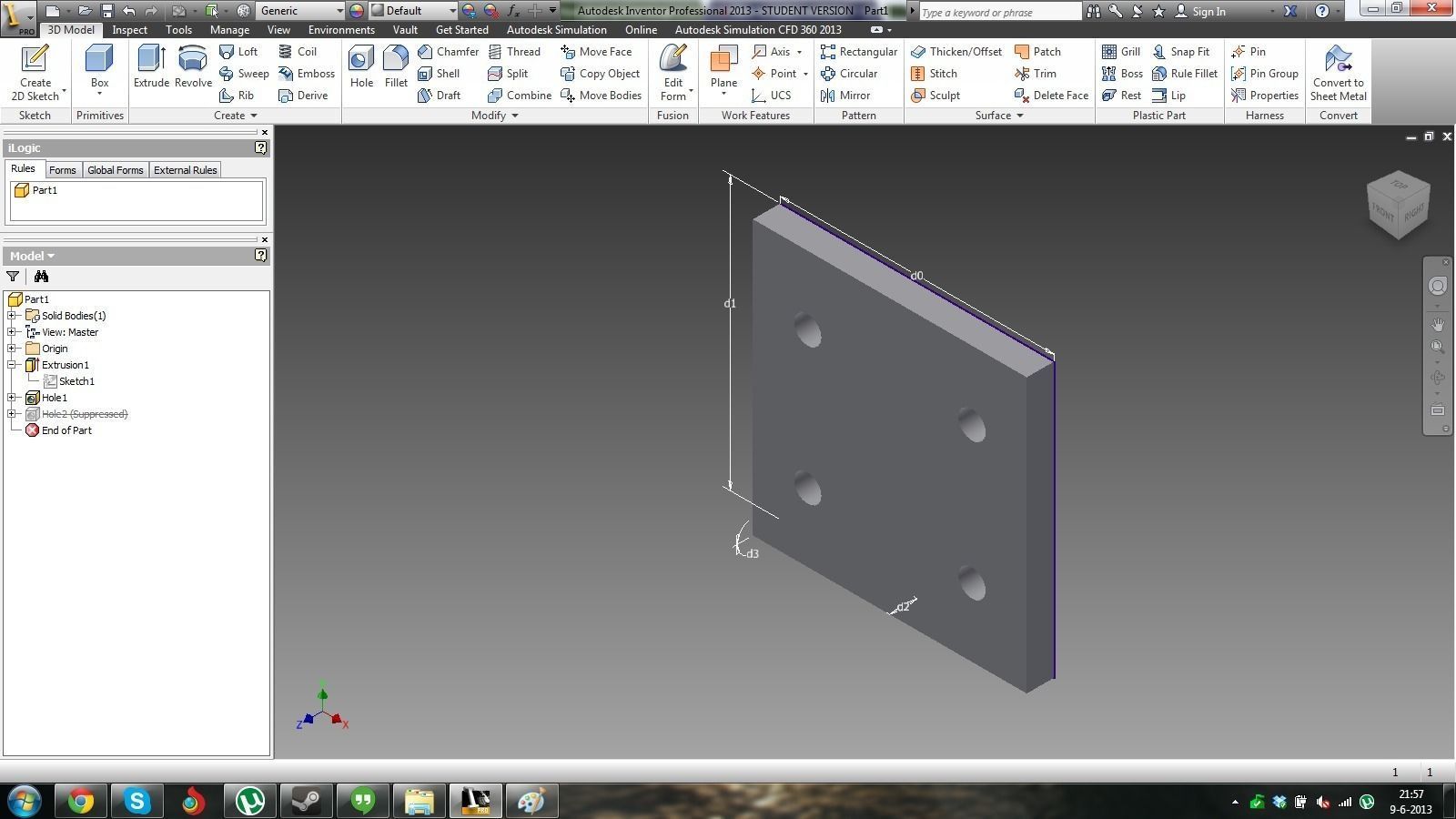 Tutorial for adaptive inventor parts Free 3D model_0