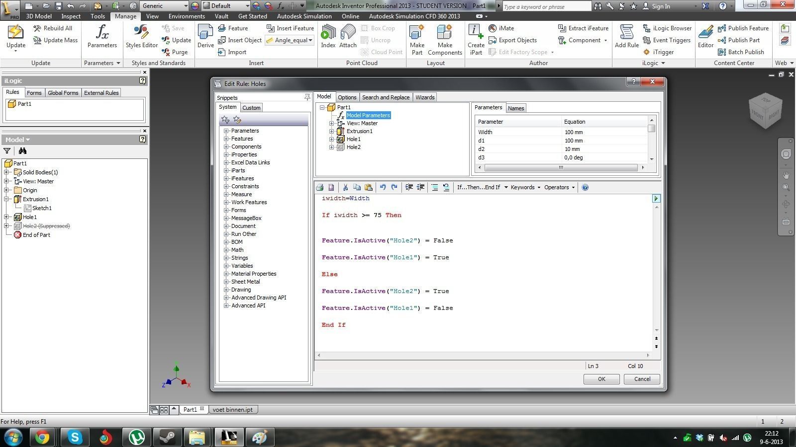 Tutorial for adaptive inventor parts Free 3D model_3