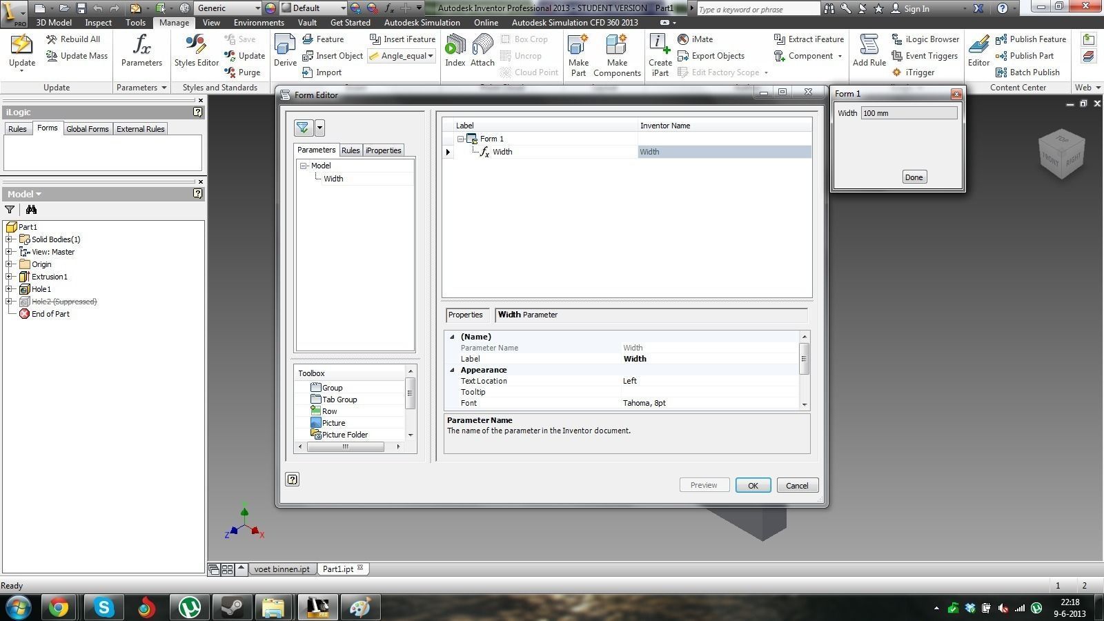 Tutorial for adaptive inventor parts Free 3D model_6