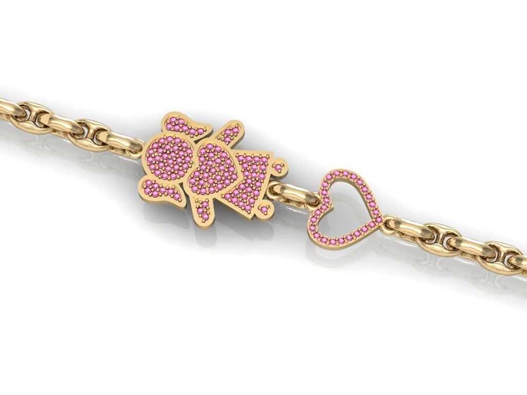bracelet girl with heart   3D print model_3