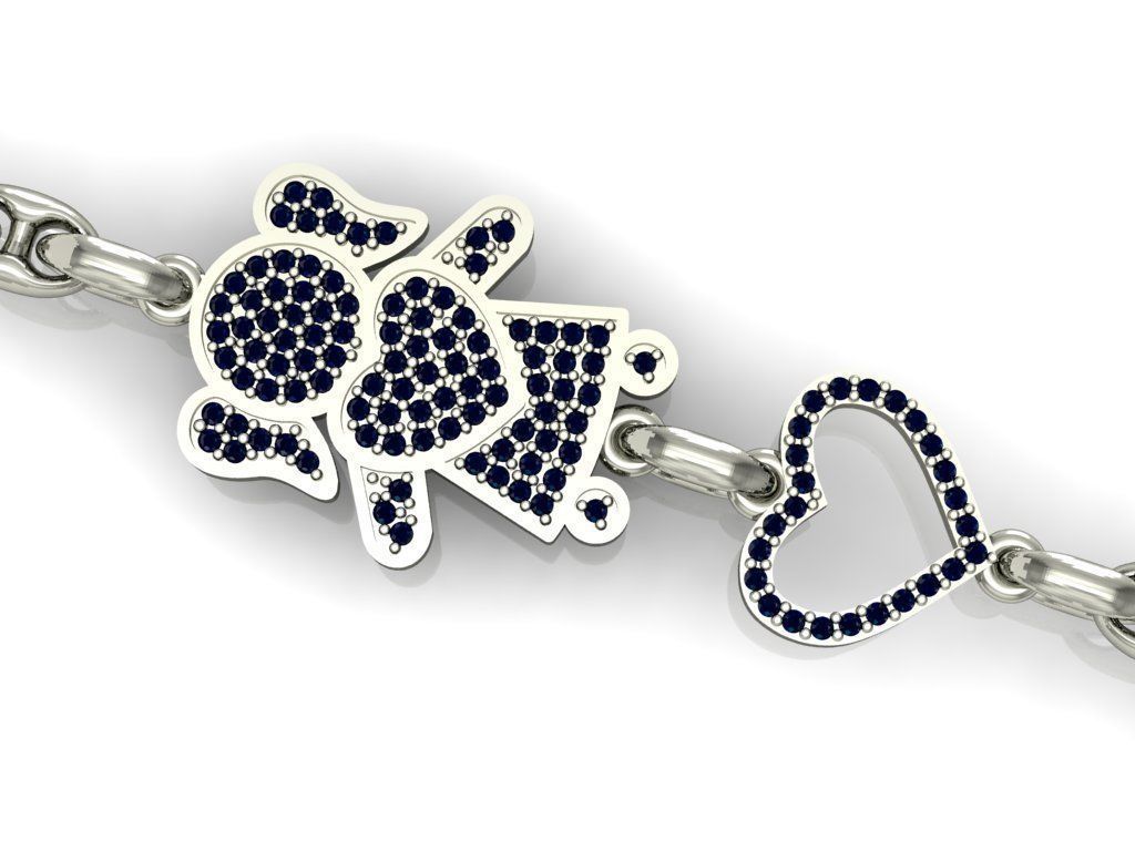 bracelet girl with heart   3D print model_1
