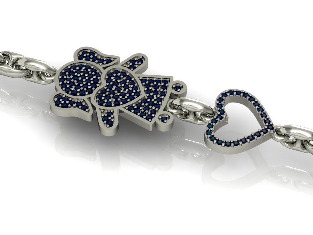 bracelet girl with heart   3D print model_2