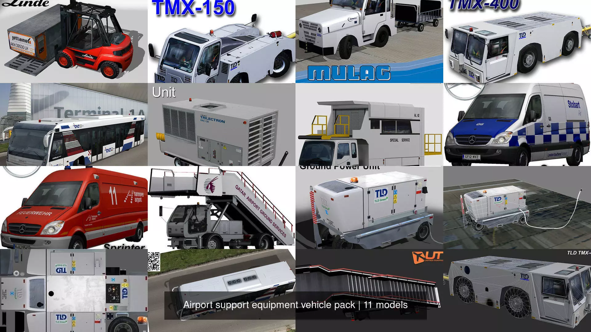 Airport support equipment vehicle pack 3D Model Collection_0