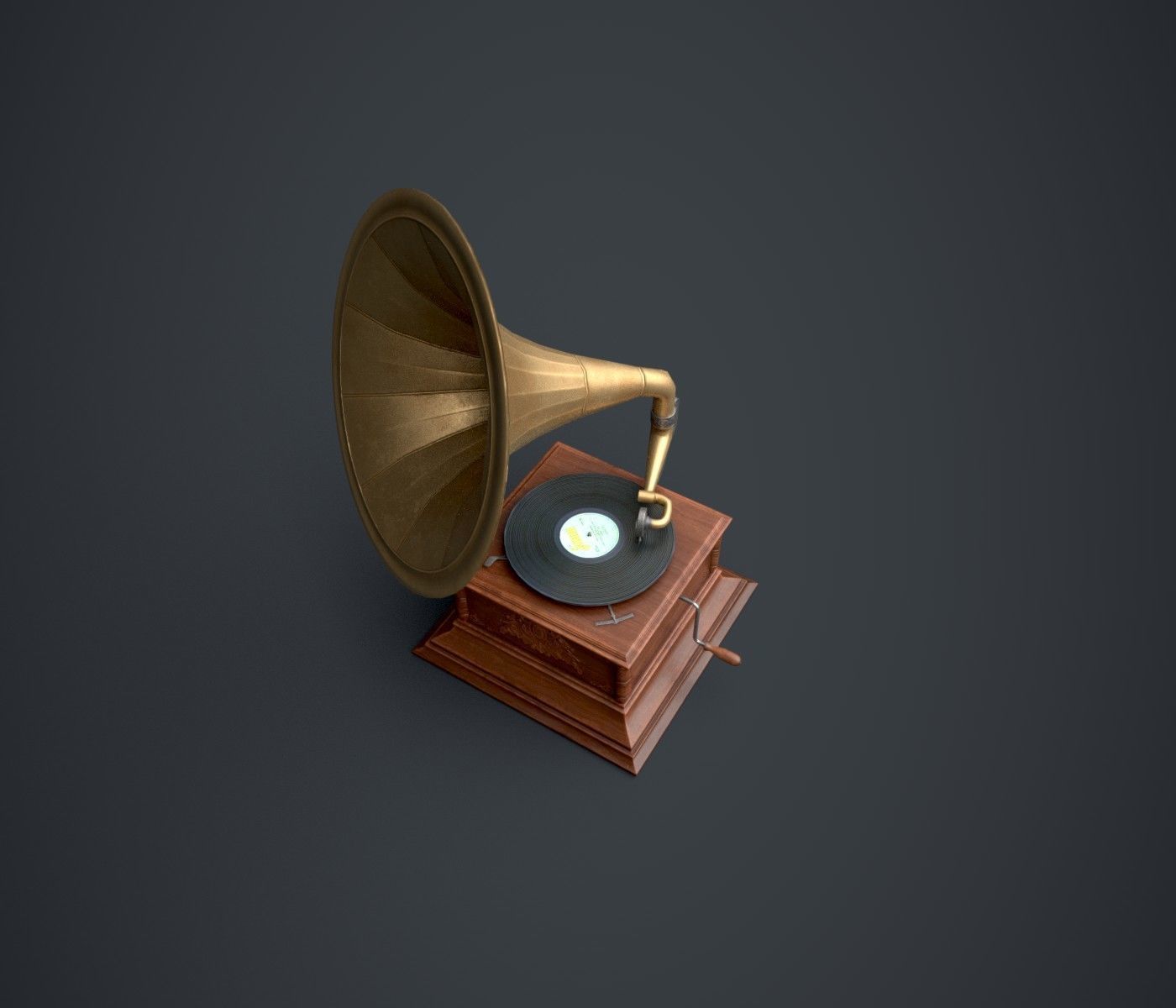 Gramophone Low-poly 3D model_8
