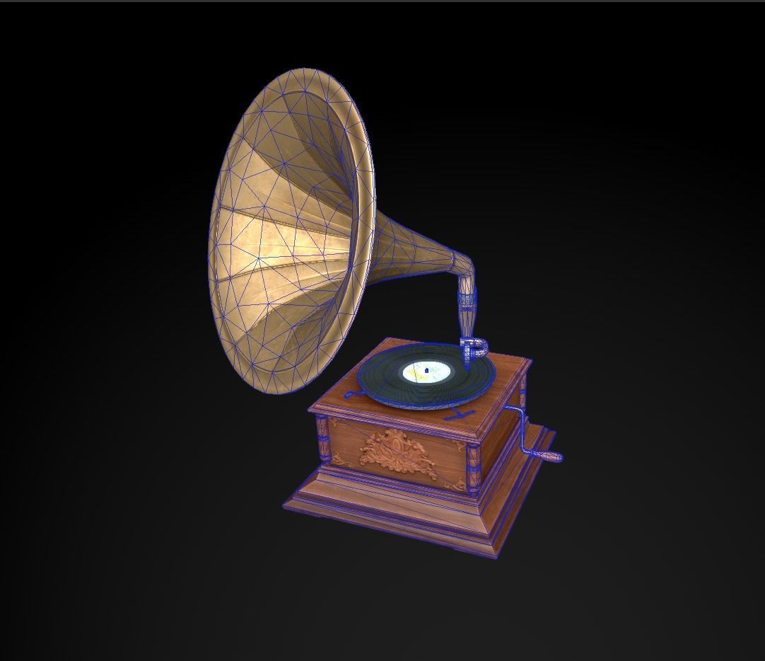 Gramophone Low-poly 3D model_10