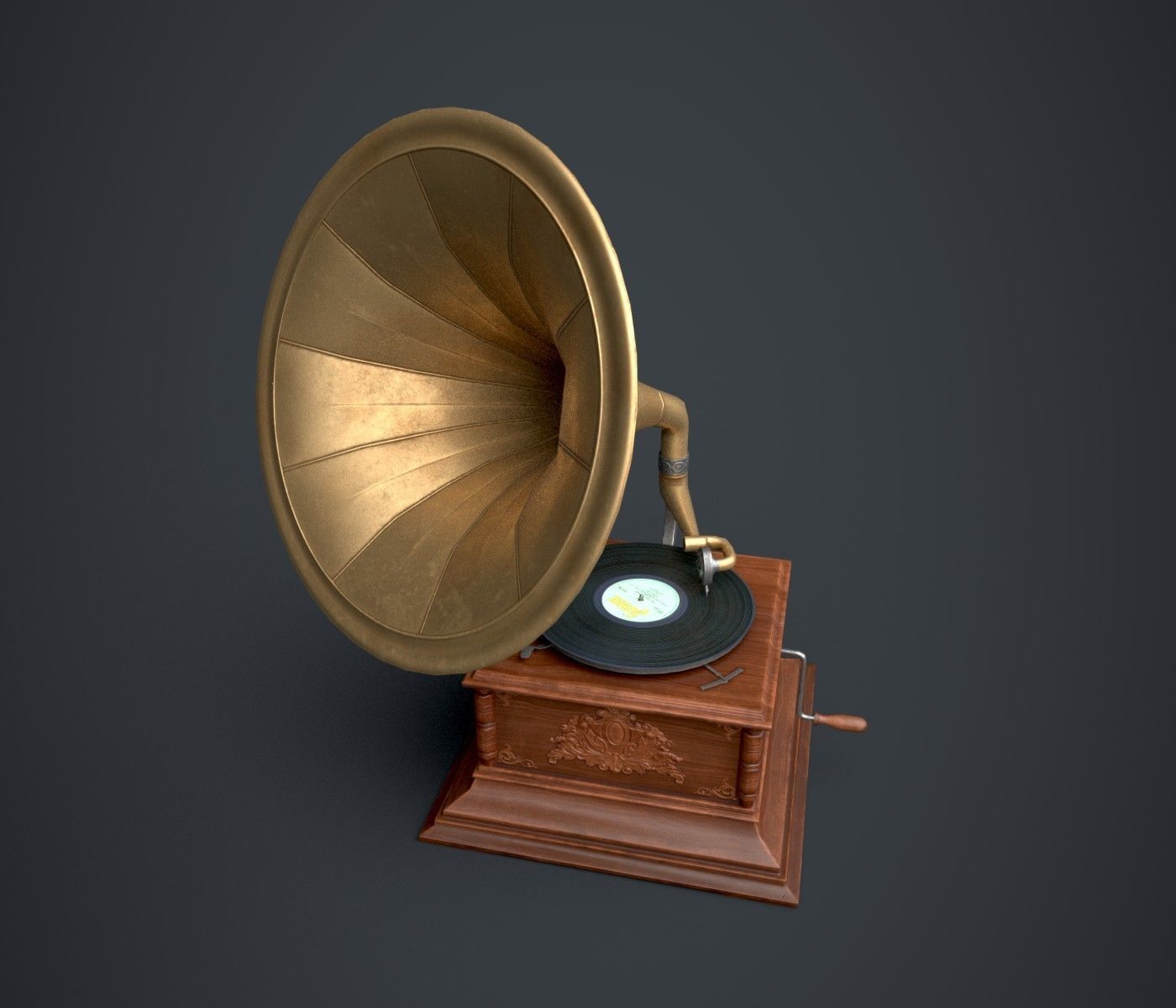 Gramophone Low-poly 3D model_3