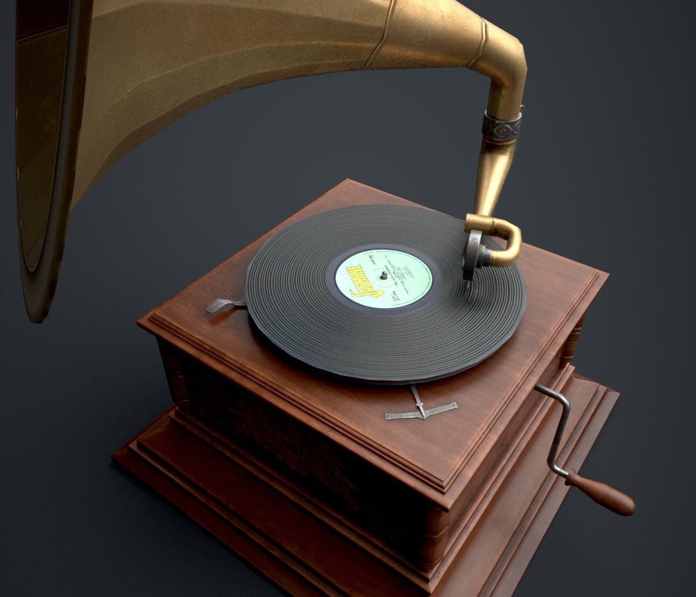 Gramophone Low-poly 3D model_4