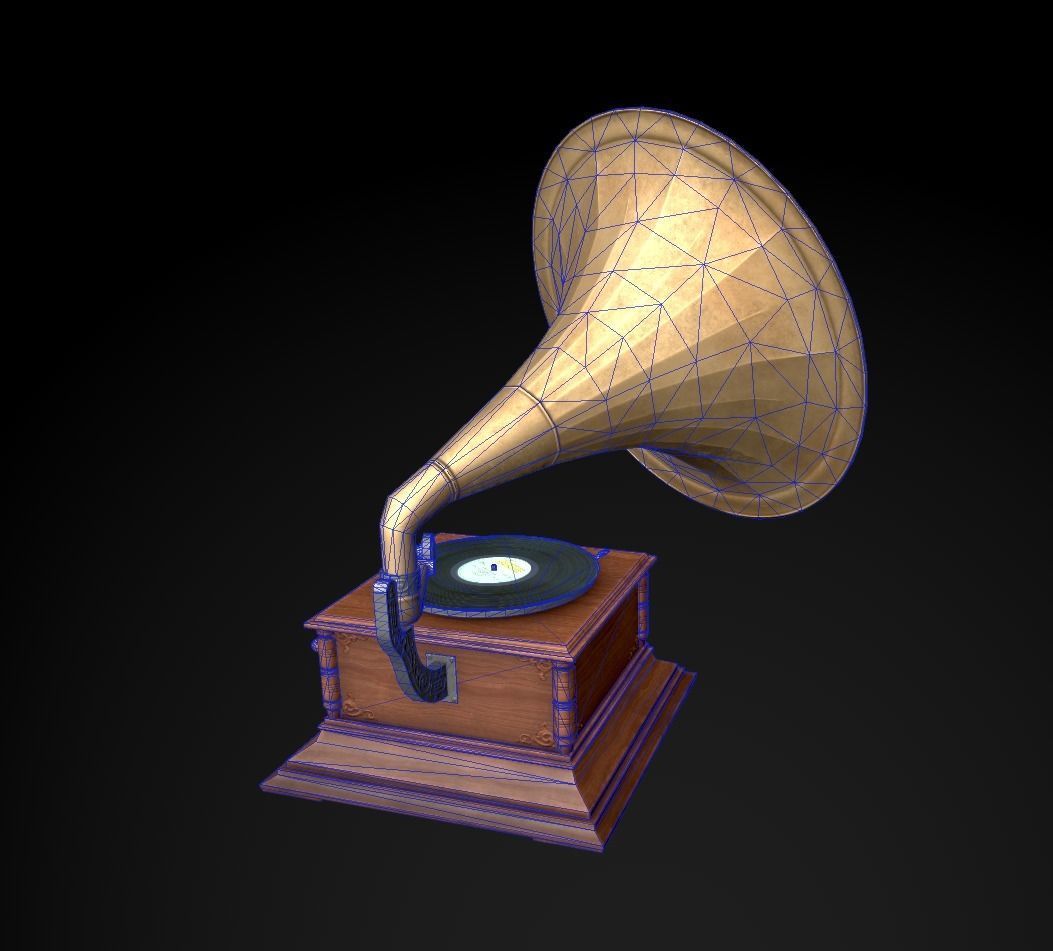 Gramophone Low-poly 3D model_11
