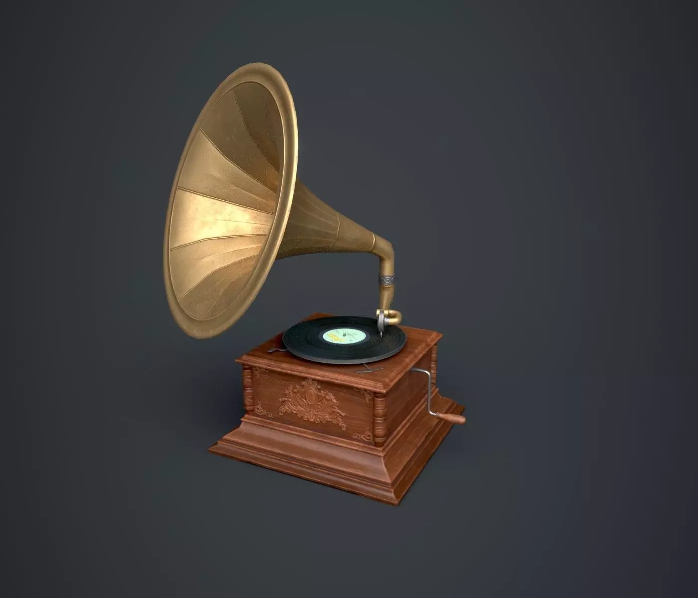 Gramophone Low-poly 3D model_0
