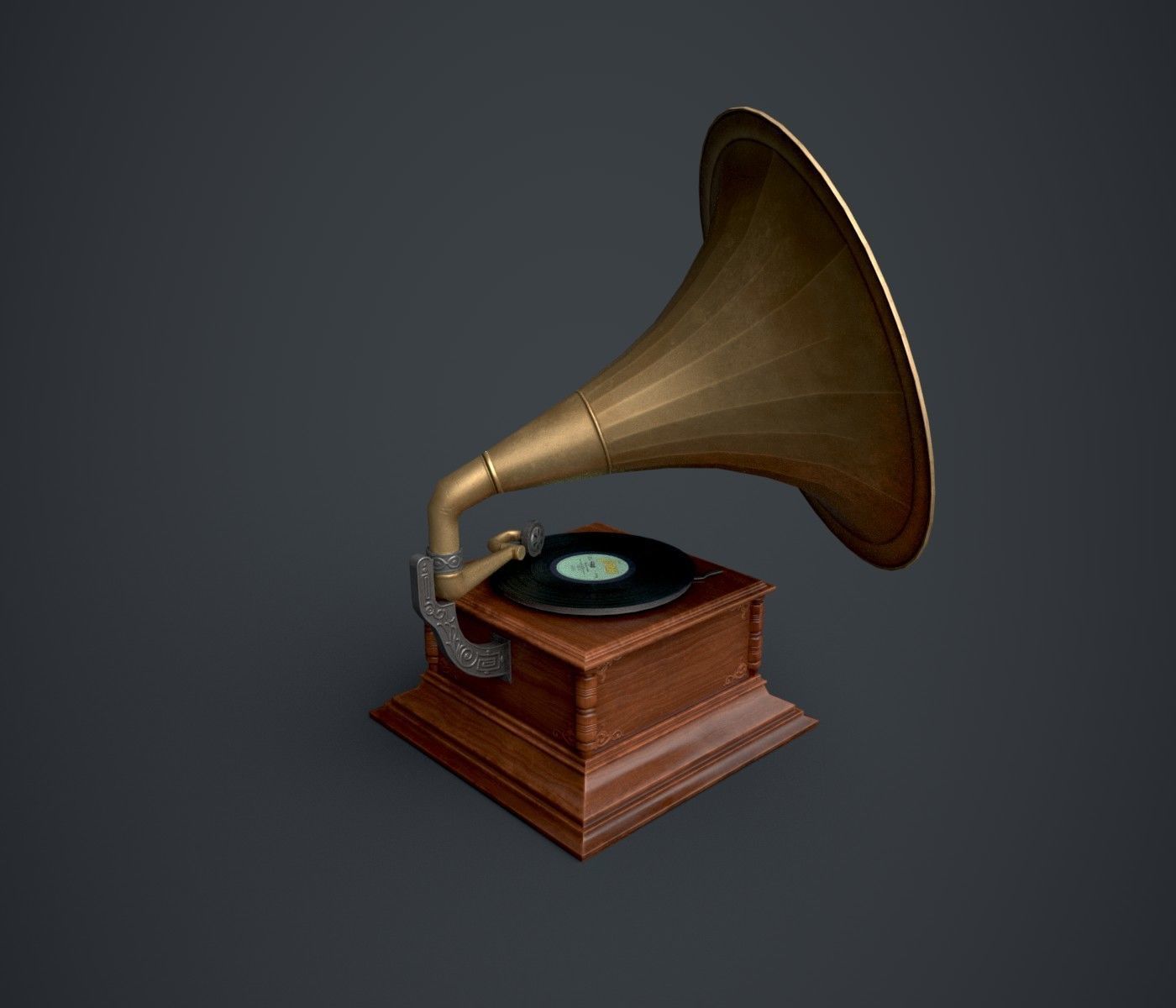 Gramophone Low-poly 3D model_2