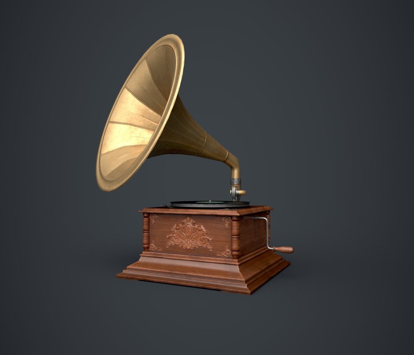 Gramophone Low-poly 3D model_5