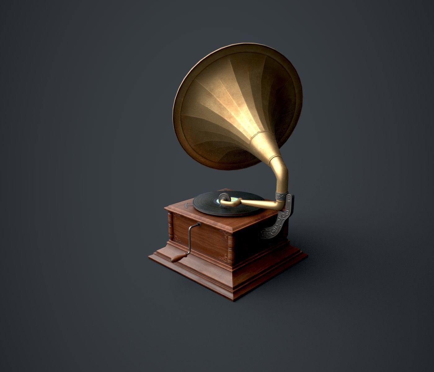 Gramophone Low-poly 3D model_1