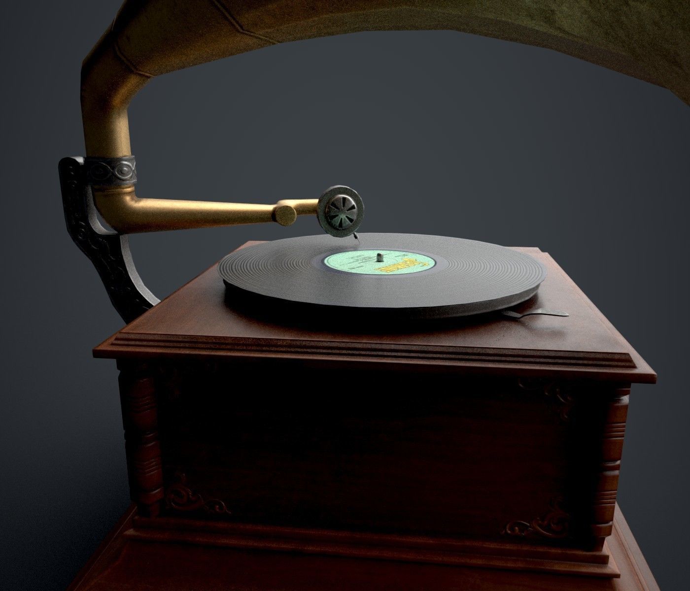 Gramophone Low-poly 3D model_9