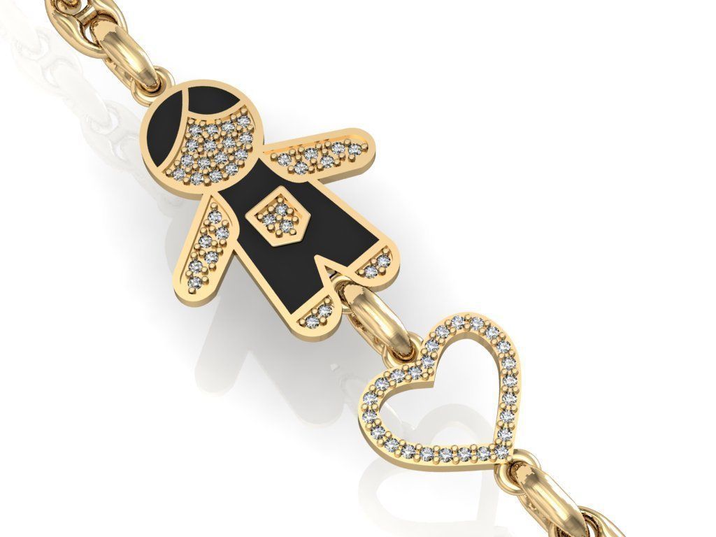 bracelet boy with enamel  3D print model_1