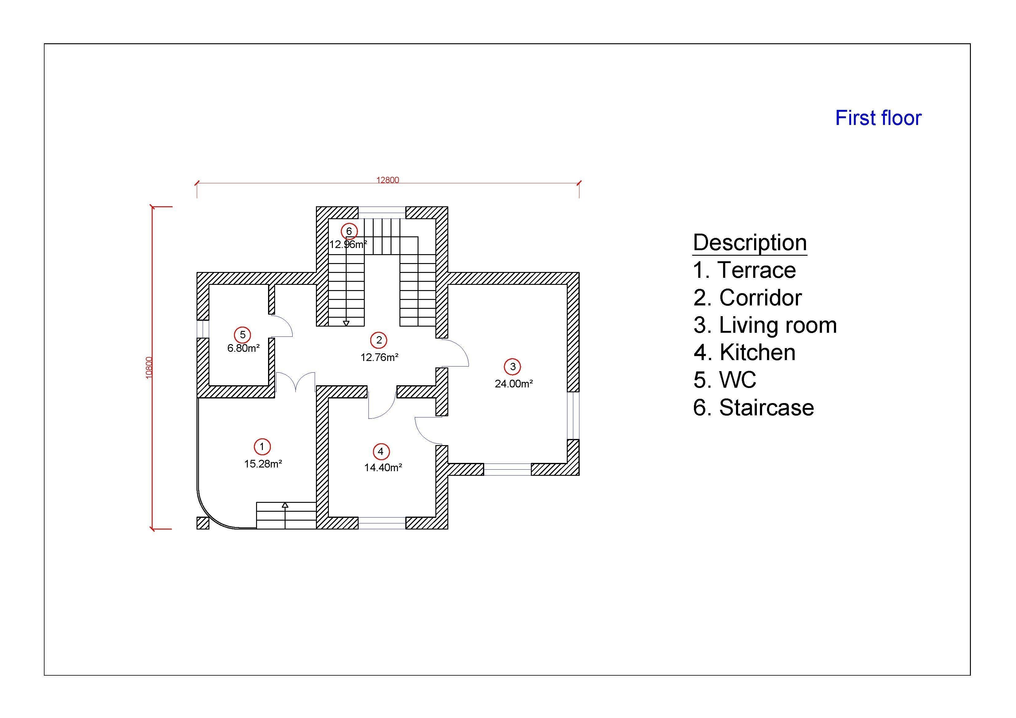 Private house project with 2 balcony  3D model_1