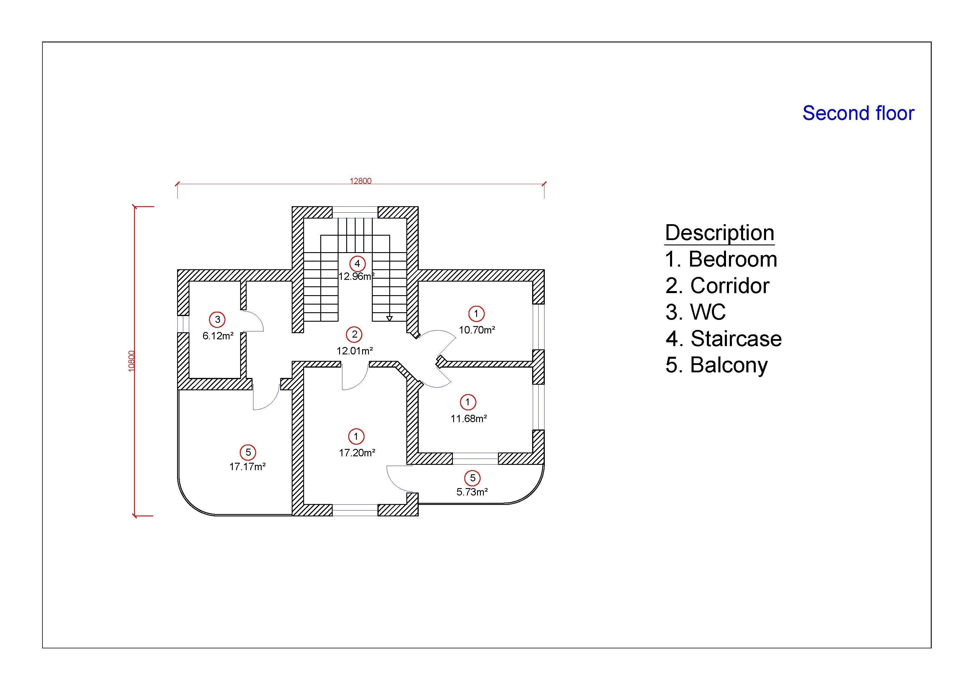 Private house project with 2 balcony  3D model_2