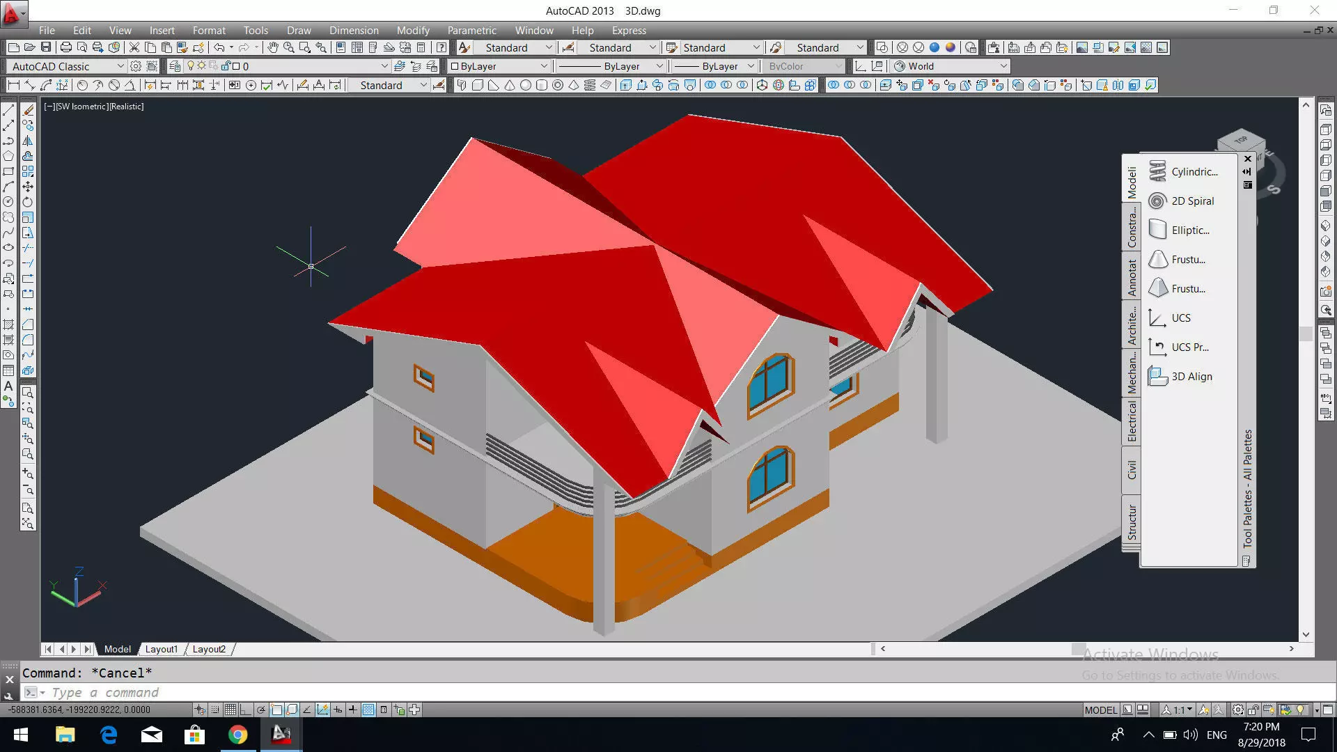 Private house project with 2 balcony  3D model_0