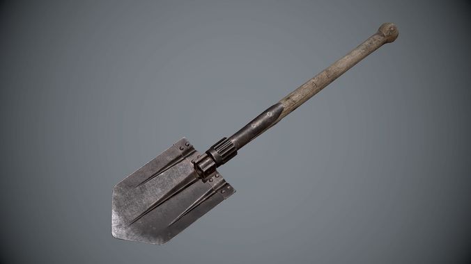 Shovel Old Painted Low-poly 3D model