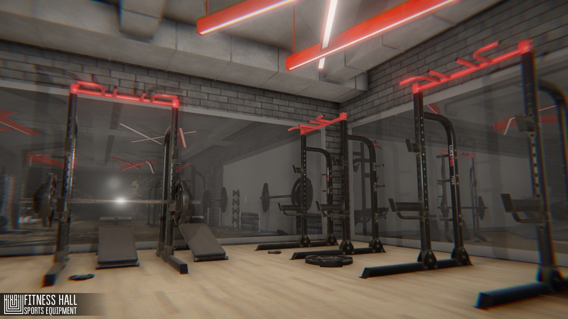 Fitness hall - sports equipment 3D model_12