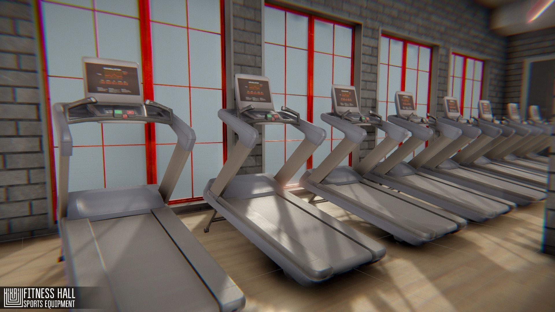 Fitness hall - sports equipment 3D model_13