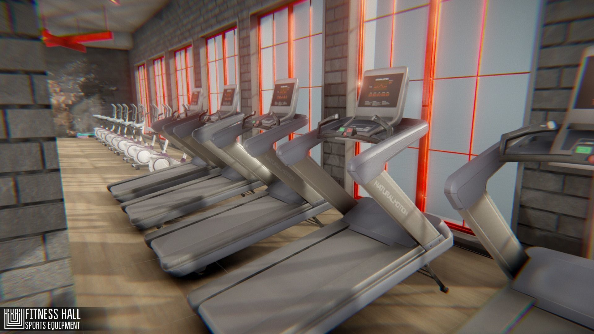Fitness hall - sports equipment 3D model_14