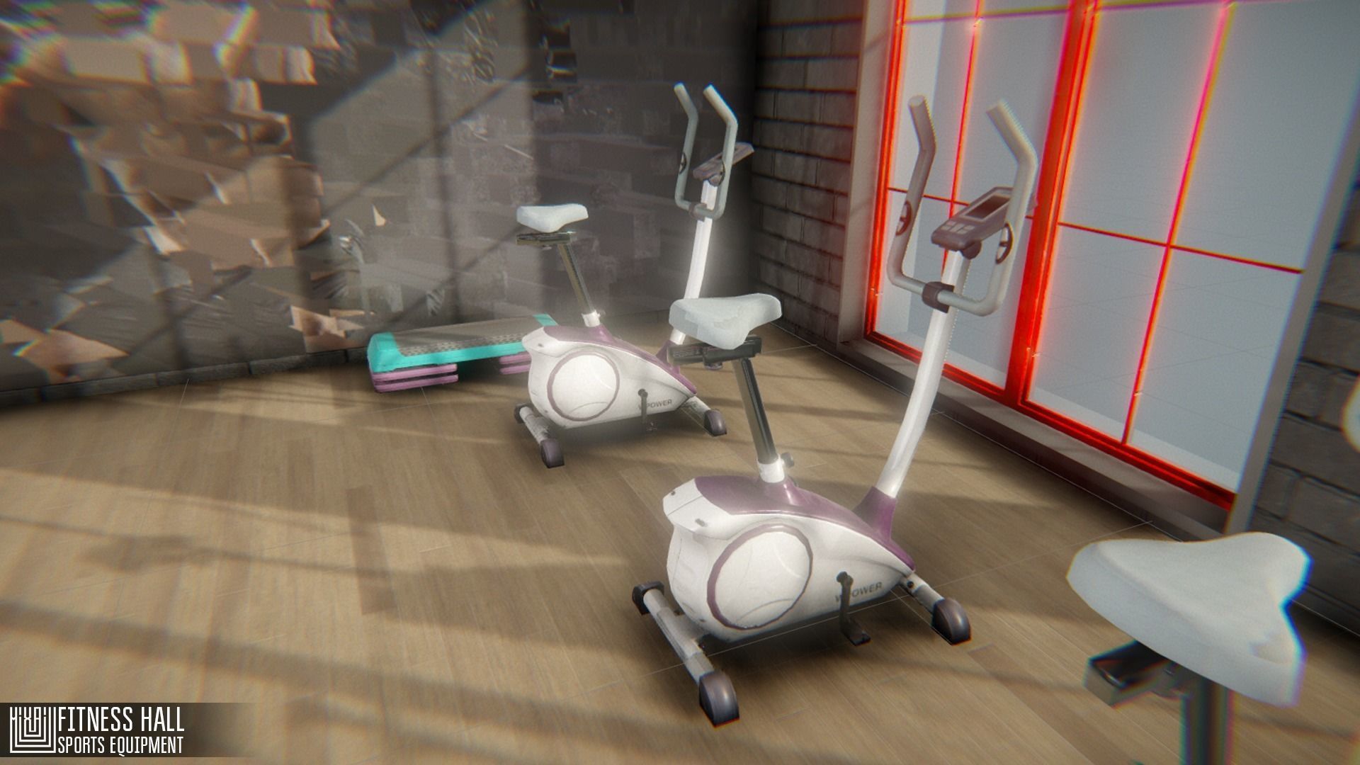 Fitness hall - sports equipment 3D model_10