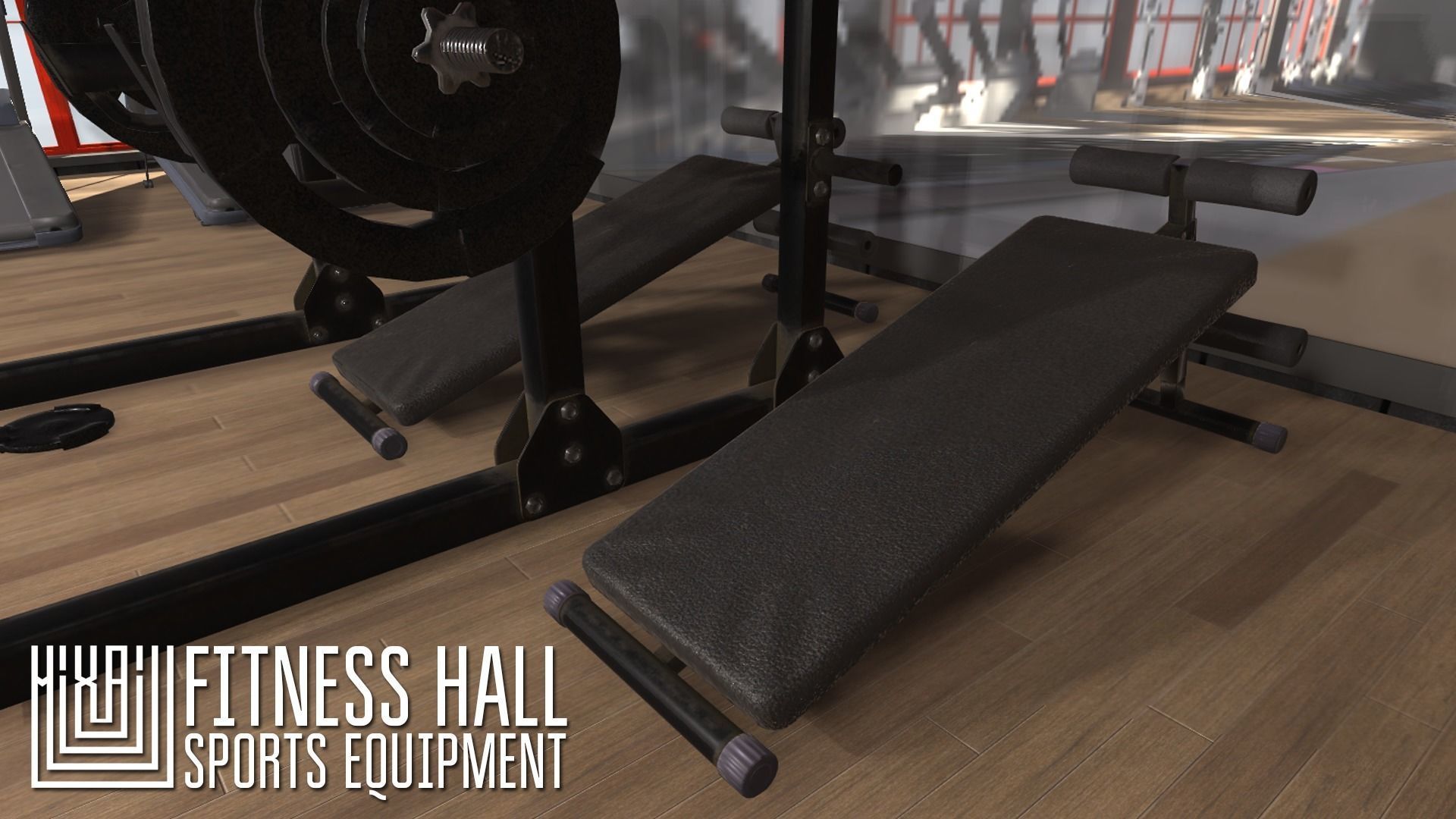 Fitness hall - sports equipment 3D model_2