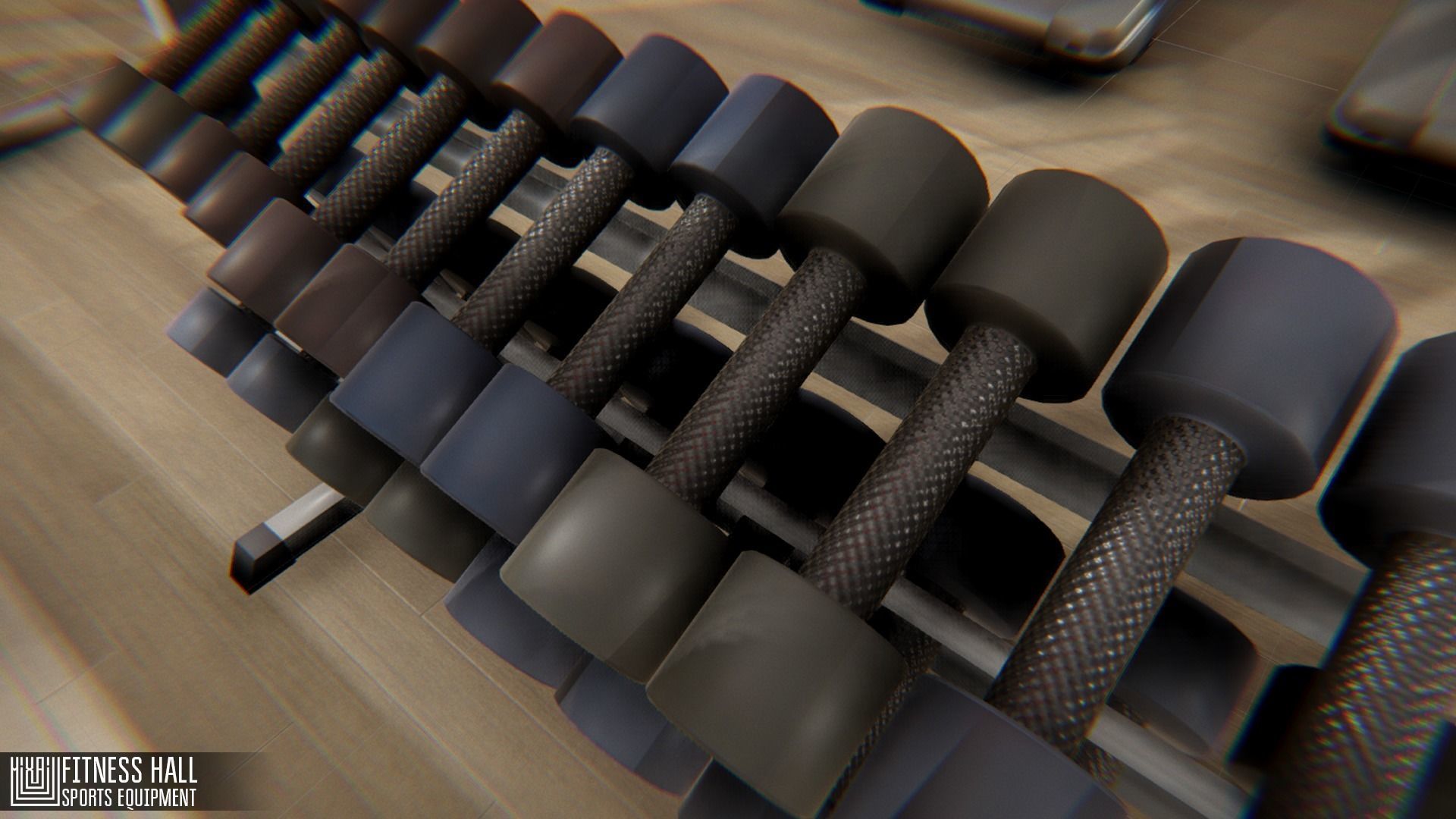 Fitness hall - sports equipment 3D model_17