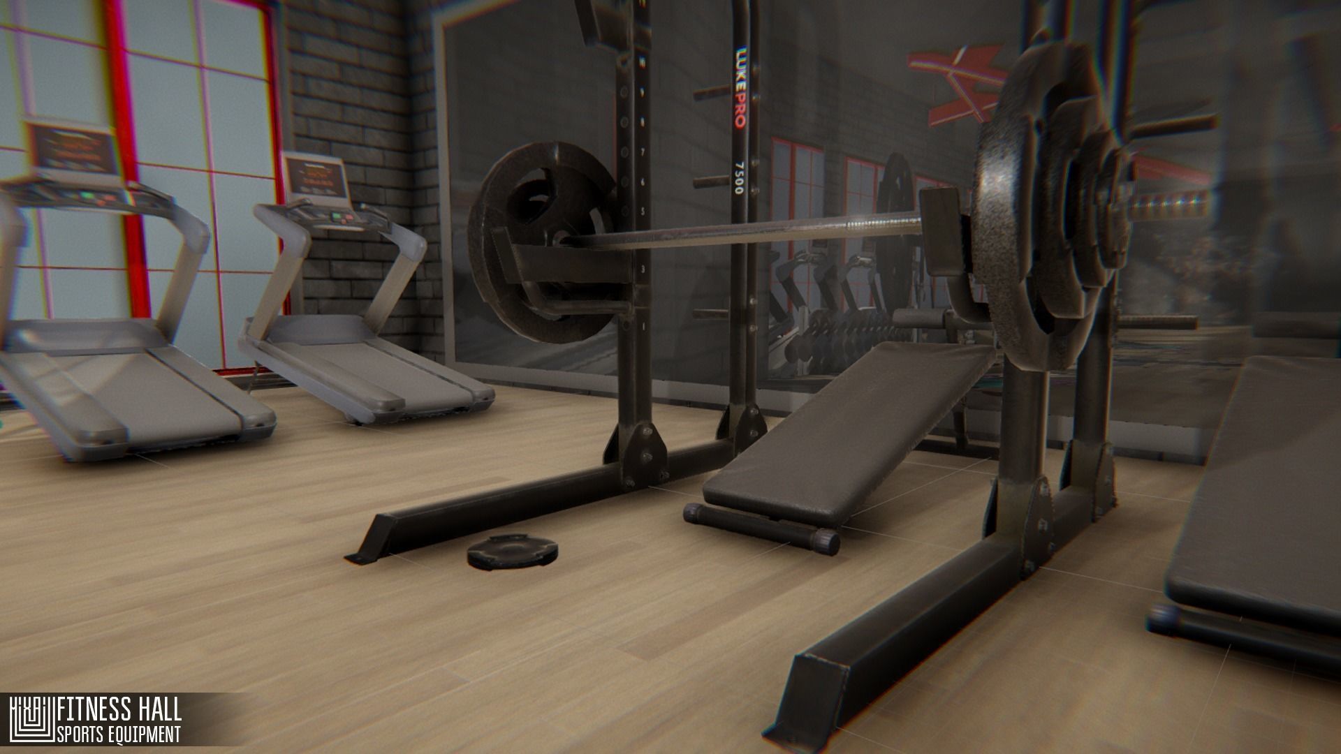 Fitness hall - sports equipment 3D model_15