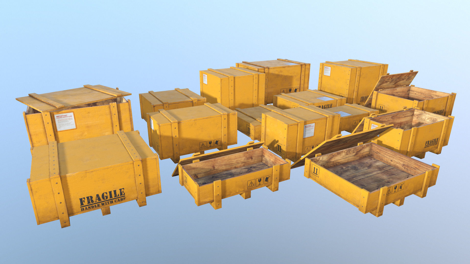 Crates - Wooden Boxes Low-poly 3D model_2