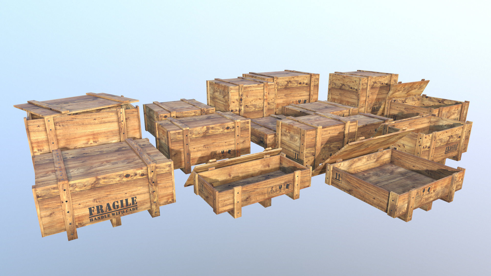 Crates - Wooden Boxes Low-poly 3D model_20