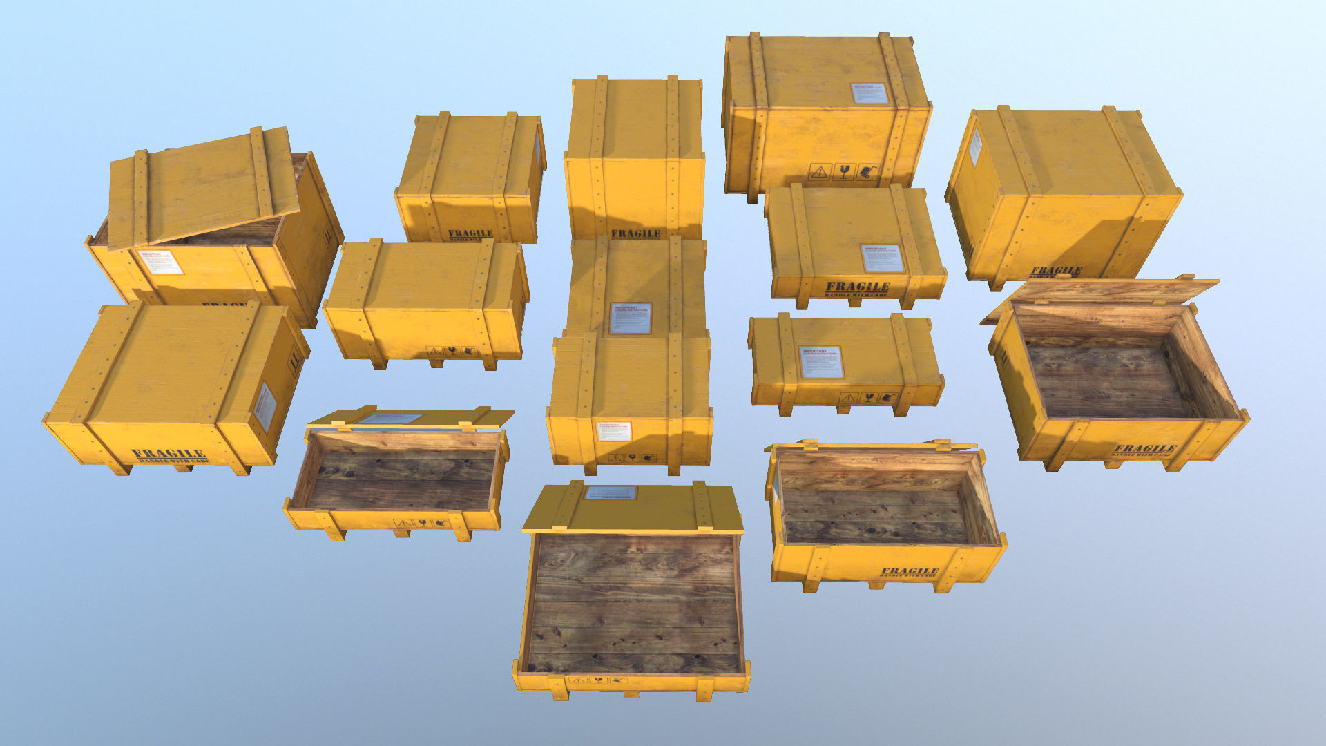 Crates - Wooden Boxes Low-poly 3D model_3