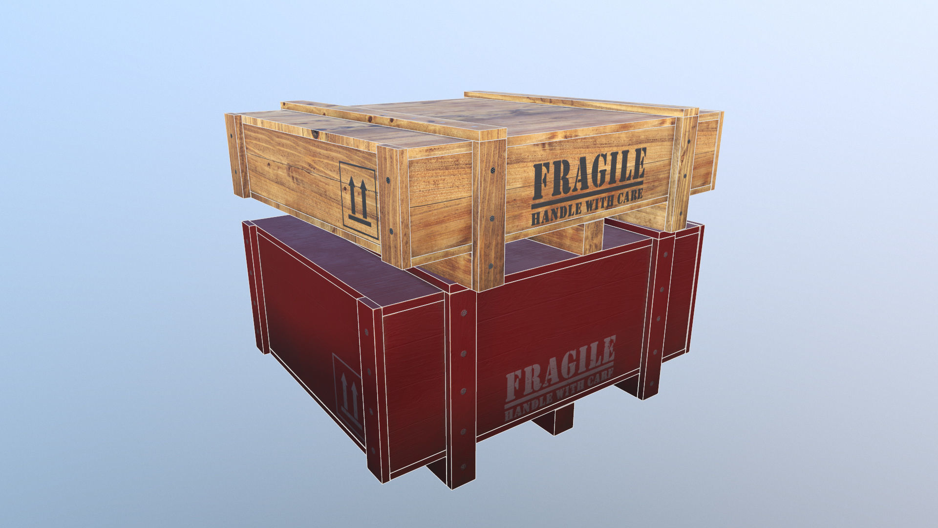 Crates - Wooden Boxes Low-poly 3D model_16