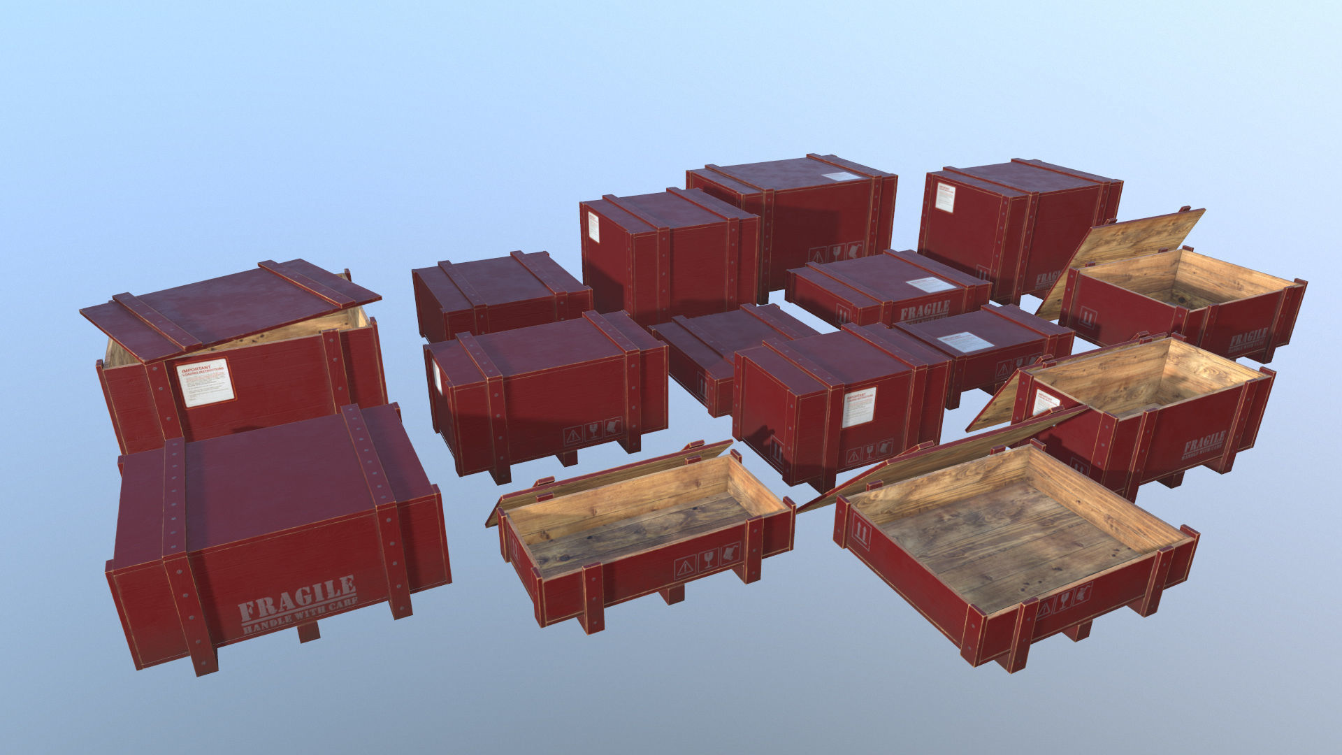 Crates - Wooden Boxes Low-poly 3D model_11