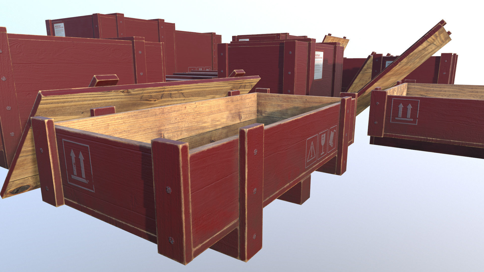 Crates - Wooden Boxes Low-poly 3D model_15