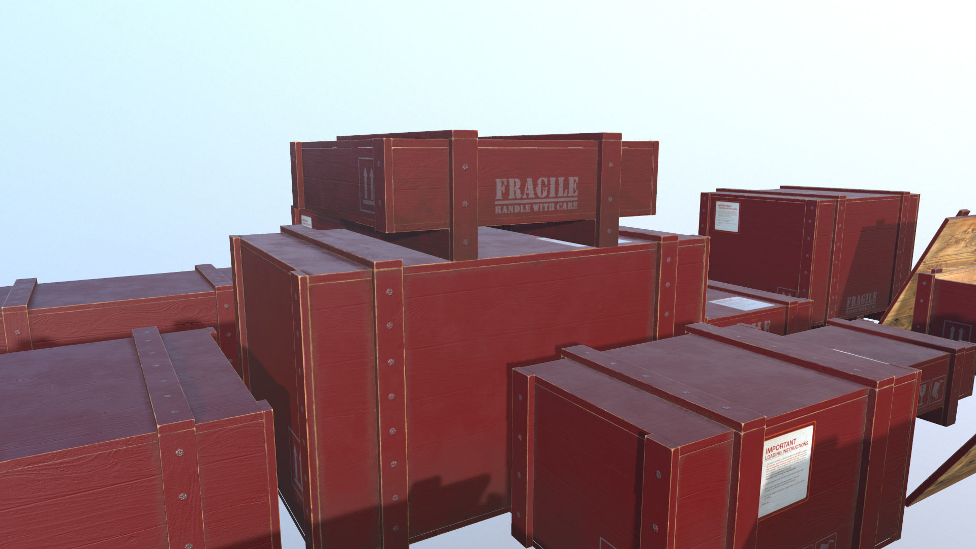 Crates - Wooden Boxes Low-poly 3D model_9