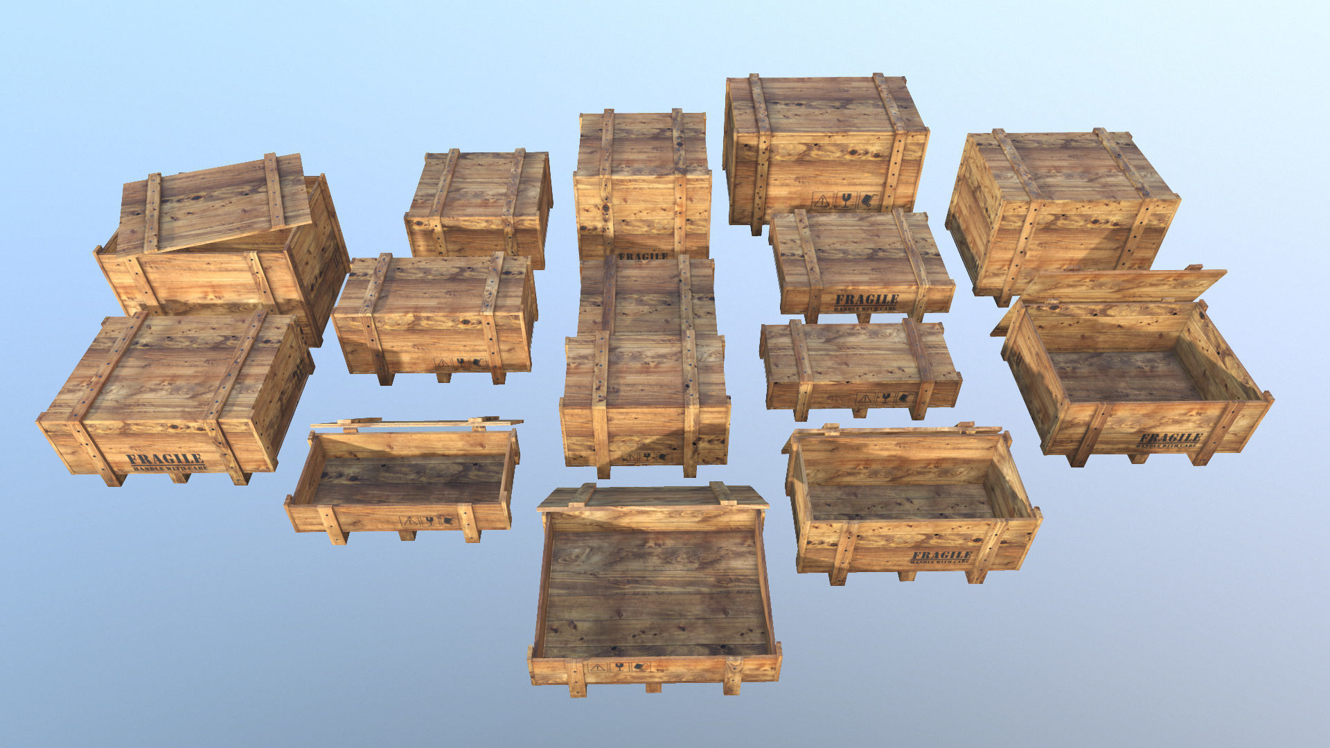 Crates - Wooden Boxes Low-poly 3D model_4