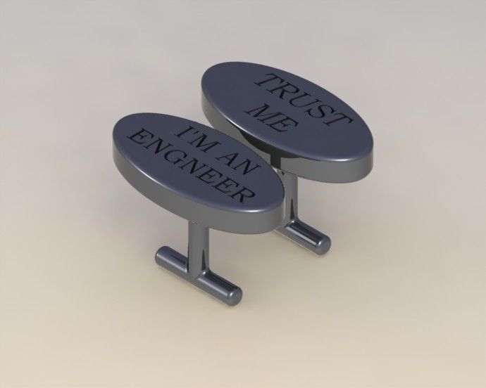 Cufflinks Im an engineer Free 3D model_1