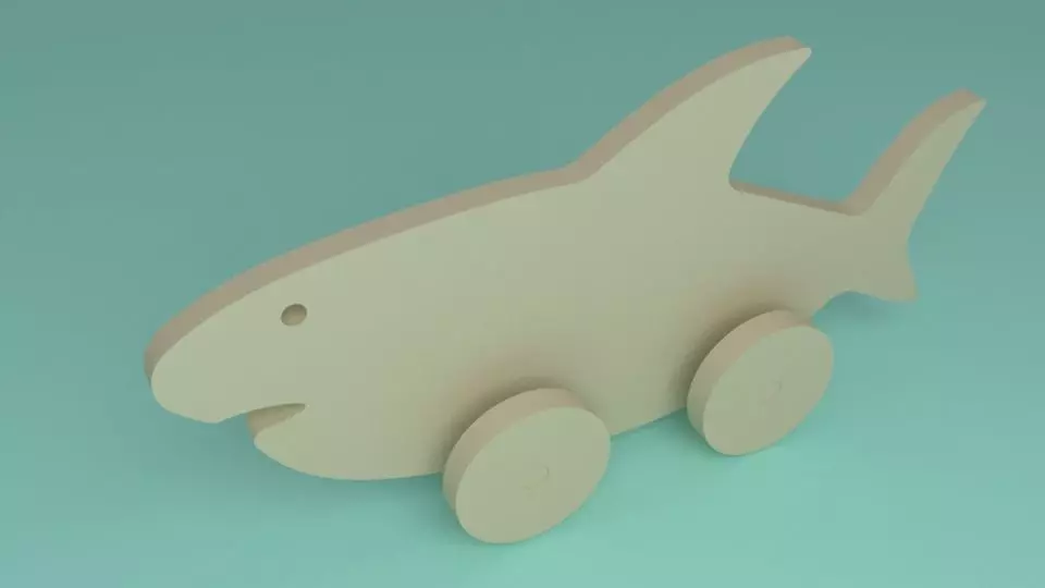 toy wooden shark 2d 3D model