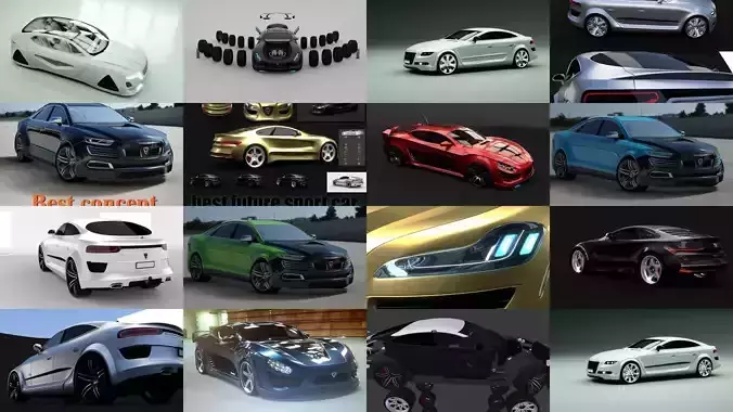 6 in 1 Affekta sport luxury  future tuning concept cars pack 3D Model Collection