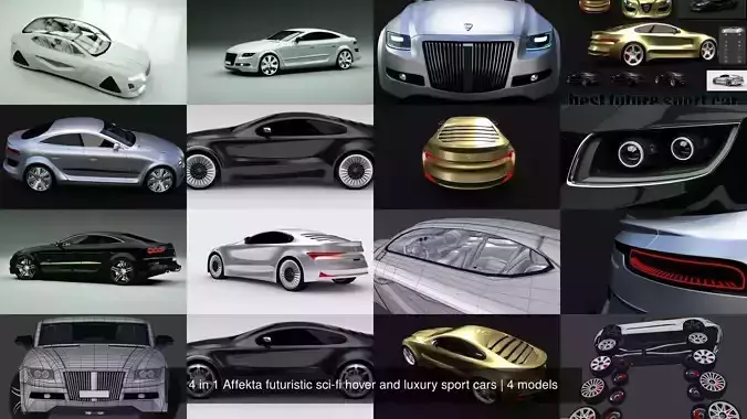 4 in 1 Affekta futuristic sci-fi hover and luxury sport cars